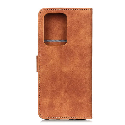 KHAZNEH Retro Leather Wallet Cover Magnetic Phone Shell for Samsung Galaxy S20 Ultra