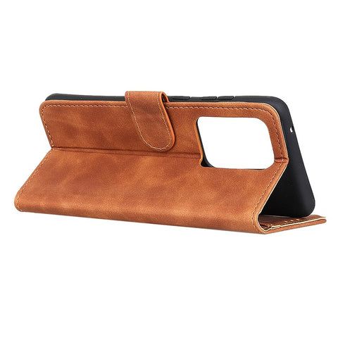 KHAZNEH Retro Leather Wallet Cover Magnetic Phone Shell for Samsung Galaxy S20 Ultra