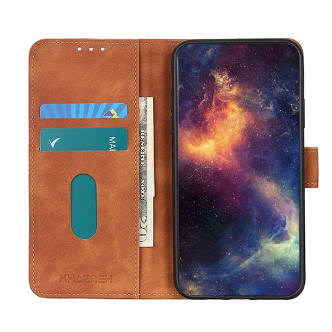 KHAZNEH Retro Leather Wallet Cover Magnetic Phone Shell for Samsung Galaxy S20 Ultra