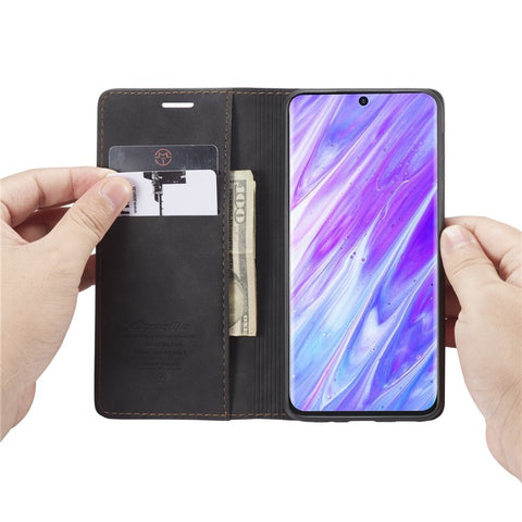 CASEME 013 Series Auto-absorbed Business Leather Wallet Stand Phone Case for Samsung Galaxy S20 Plus