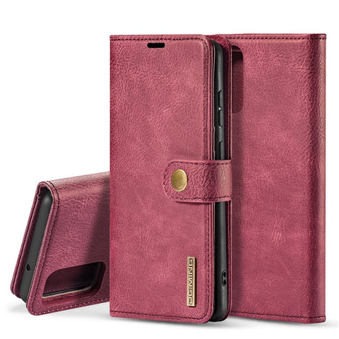 DG.MING Detachable 2-in-1 Split Leather Wallet Shell + PC Back Case for Samsung Galaxy S20 Ultra