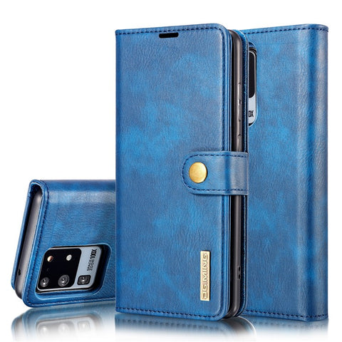 DG.MING Detachable 2-in-1 Split Leather Wallet Shell + PC Back Case for Samsung Galaxy S20 Ultra