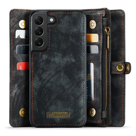 CASEME 008 Series for Samsung Galaxy S20 Plus PU Leather Zipper Wallet Case Detachable Stand Magnetic Phone Cover