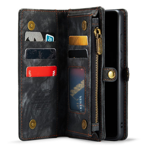 CASEME 008 Series for Samsung Galaxy S20 Plus PU Leather Zipper Wallet Case Detachable Stand Magnetic Phone Cover