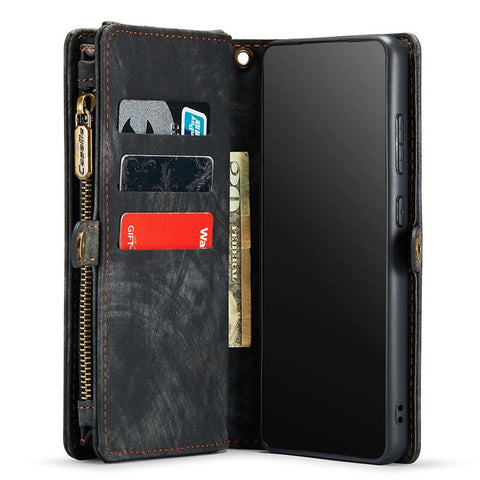 CASEME 008 Series for Samsung Galaxy S20 Plus PU Leather Zipper Wallet Case Detachable Stand Magnetic Phone Cover