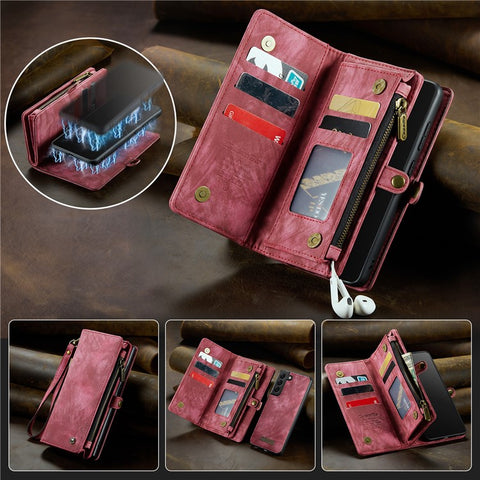 CASEME 008 Series for Samsung Galaxy S20 Plus PU Leather Zipper Wallet Case Detachable Stand Magnetic Phone Cover
