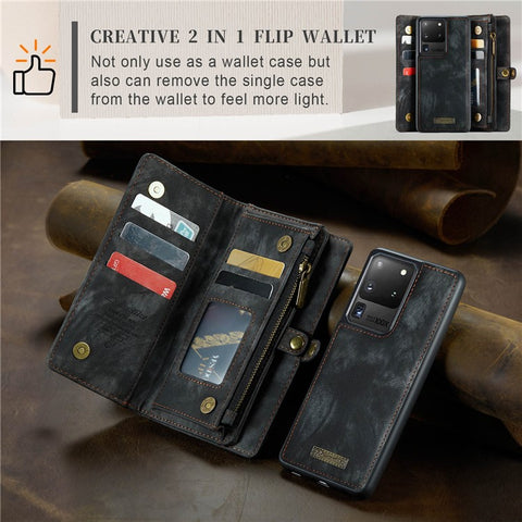 CASEME 008 Series PU Leather Cover for Samsung Galaxy S20 Ultra Wallet Phone Case Shockproof Folio Flip Cover