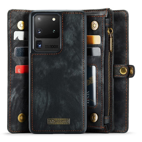 CASEME 008 Series PU Leather Cover for Samsung Galaxy S20 Ultra Wallet Phone Case Shockproof Folio Flip Cover