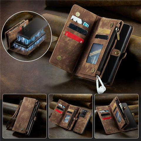 CASEME 008 Series PU Leather Cover for Samsung Galaxy S20 Ultra Wallet Phone Case Shockproof Folio Flip Cover