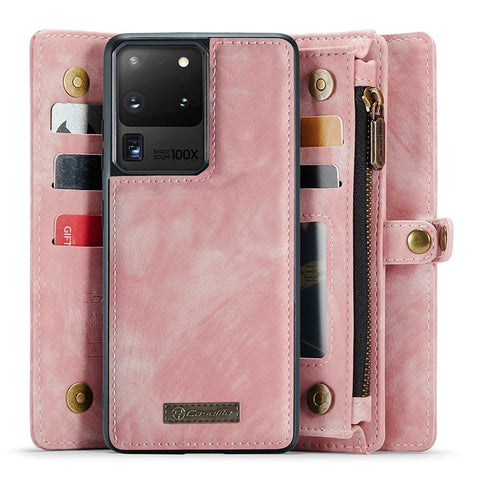 CASEME 008 Series PU Leather Cover for Samsung Galaxy S20 Ultra Wallet Phone Case Shockproof Folio Flip Cover