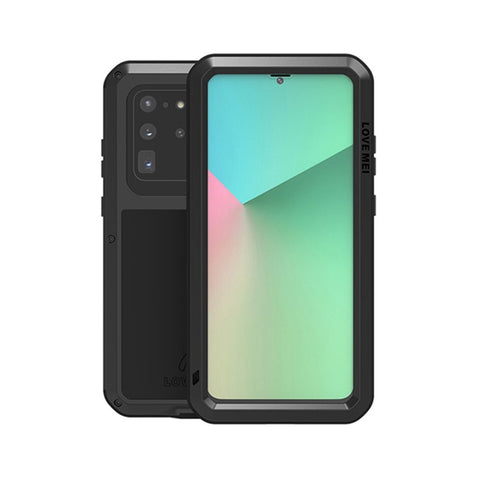 LOVE MEI Shockproof Mobile Phone Covering Dust-proof Silicone+Metal Phone Shell for Samsung Galaxy S20 Ultra