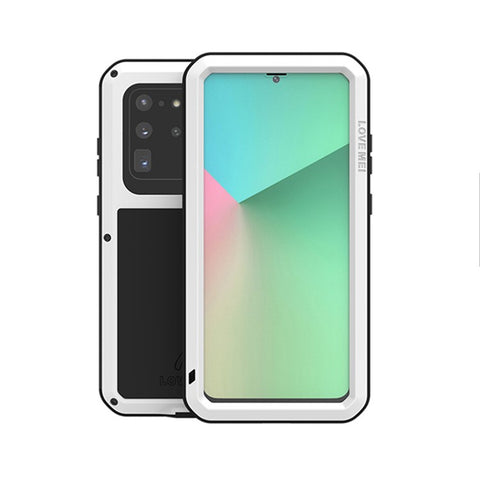 LOVE MEI Shockproof Mobile Phone Covering Dust-proof Silicone+Metal Phone Shell for Samsung Galaxy S20 Ultra