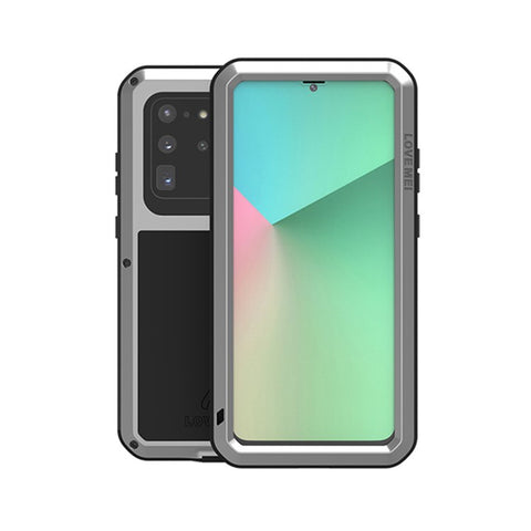 LOVE MEI Shockproof Mobile Phone Covering Dust-proof Silicone+Metal Phone Shell for Samsung Galaxy S20 Ultra