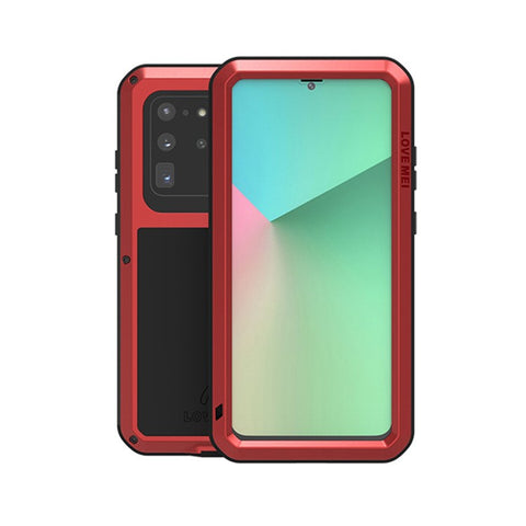 LOVE MEI Shockproof Mobile Phone Covering Dust-proof Silicone+Metal Phone Shell for Samsung Galaxy S20 Ultra