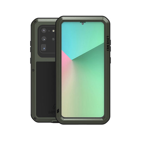 LOVE MEI Shockproof Mobile Phone Covering Dust-proof Silicone+Metal Phone Shell for Samsung Galaxy S20 Ultra
