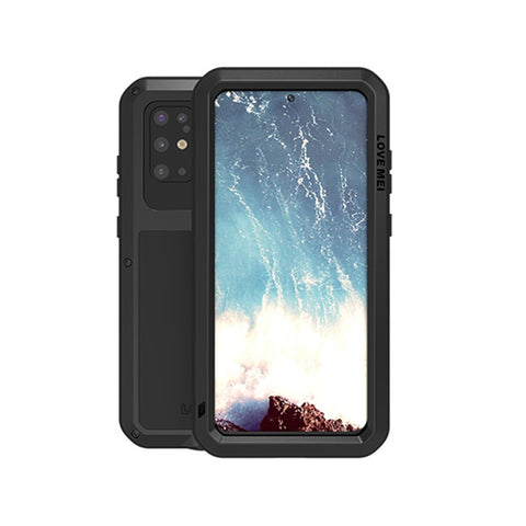 LOVE MEI Dust-proof Shock-proof Splash-proof Defender Metal+Silicone+Tempered Glass Phone Protection Shell Phone Cover for Samsung Galaxy S20 Plus