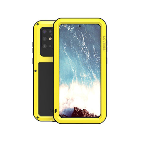 LOVE MEI Dust-proof Shock-proof Splash-proof Defender Metal+Silicone+Tempered Glass Phone Protection Shell Phone Cover for Samsung Galaxy S20 Plus