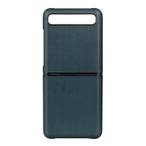 Anti-Drop Genuine Leather Coated PC Cell Phone Back Cover Shell for Samsung Galaxy Z Flip