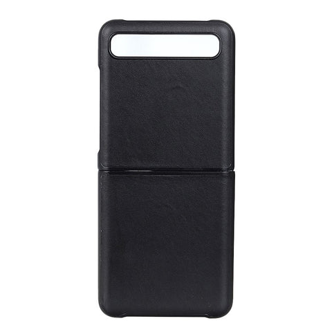 Anti-Drop Genuine Leather Coated PC Cell Phone Back Cover Shell for Samsung Galaxy Z Flip