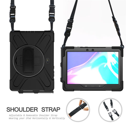 For Samsung Galaxy Tab Active5 Pro X350 / X356B / Active4 Pro T630 T636 / Active Pro T540 T545 T547 PC Silicone Tablet Case Kickstand with Strap