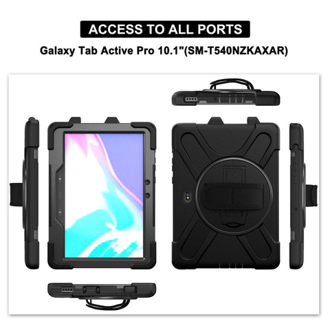 PC+Silicone Kickstand Case with Strap for Samsung Galaxy Tab Active5 Pro X350 / X356B / Active Pro T540 / T545 / T547 / Active4 Pro T630 / T636