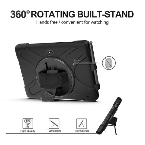 PC+Silicone Kickstand Case with Strap for Samsung Galaxy Tab Active5 Pro X350 / X356B / Active Pro T540 / T545 / T547 / Active4 Pro T630 / T636