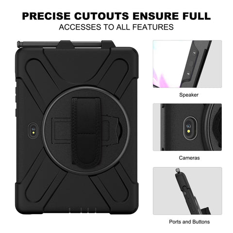 PC+Silicone Kickstand Case with Strap for Samsung Galaxy Tab Active5 Pro X350 / X356B / Active Pro T540 / T545 / T547 / Active4 Pro T630 / T636