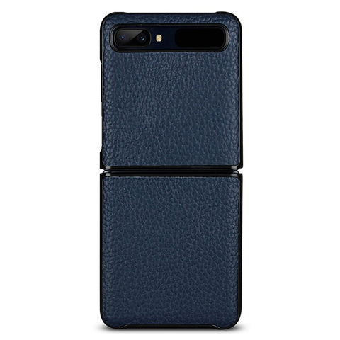 For Samsung Galaxy Z Flip Litchi Texture Genuine Leather + TPU Shockproof Folding Anti-Drop Phone Case