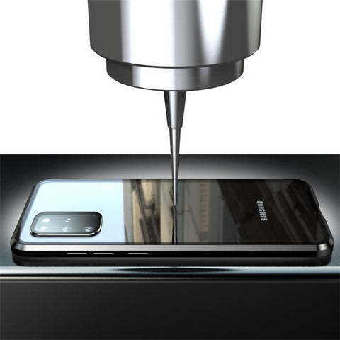 LUPHIE Magnetic Metal Frame + Tempered Glass Back Phone Case Cover for Samsung Galaxy S20 Plus