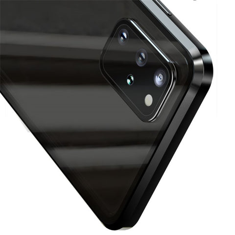 LUPHIE Magnetic Metal Frame + Tempered Glass Back Phone Case Cover for Samsung Galaxy S20 Plus