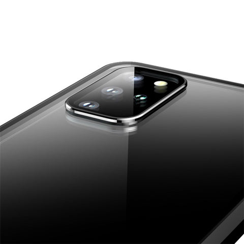 LUPHIE Magnetic Metal Frame + Tempered Glass Back Phone Case Cover for Samsung Galaxy S20 Plus