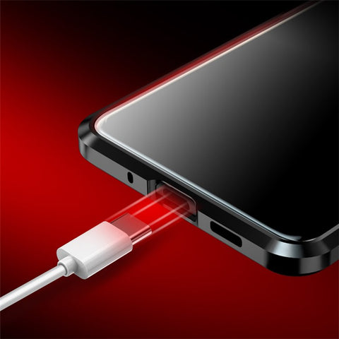 LUPHIE Magnetic Metal Frame + Tempered Glass Back Phone Case Cover for Samsung Galaxy S20 Plus