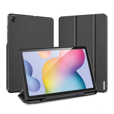 DUX DUCIS Domo Series Leather Case for Samsung Galaxy Tab S6 Lite (2024) / (2022) / (2020) P610 P615 Pen Slot Tri-Fold Stand Cover