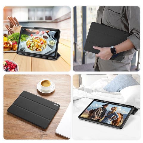DUX DUCIS Domo Series Leather Case for Samsung Galaxy Tab S6 Lite (2024) / (2022) / (2020) P610 P615 Pen Slot Tri-Fold Stand Cover