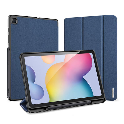 DUX DUCIS Domo Series Leather Case for Samsung Galaxy Tab S6 Lite (2024) / (2022) / (2020) P610 P615 Pen Slot Tri-Fold Stand Cover