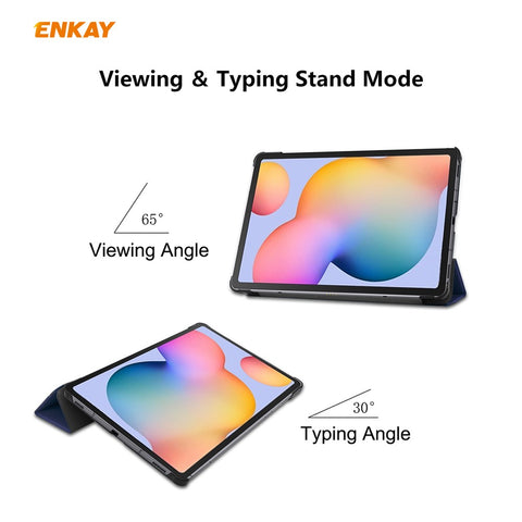 ENKAY Tri-fold Stand PU Leather Smart Tablet Case for Samsung Galaxy Tab S6 Lite (2020) P610 P615 / (2022) / (2024)