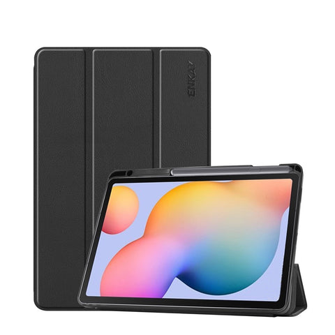 ENKAY Tri-fold Stand PU Leather Smart Case with Pen Slot for Samsung Galaxy Tab S6 Lite (2020) P610 P615 / (2022) / (2024)