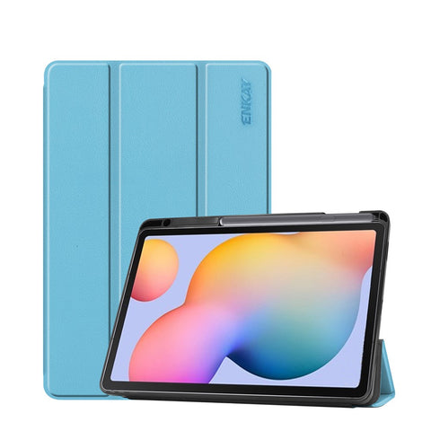 ENKAY Tri-fold Stand PU Leather Smart Case with Pen Slot for Samsung Galaxy Tab S6 Lite (2020) P610 P615 / (2022) / (2024)