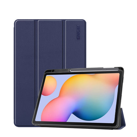 ENKAY Tri-fold Stand PU Leather Smart Case with Pen Slot for Samsung Galaxy Tab S6 Lite (2020) P610 P615 / (2022) / (2024)