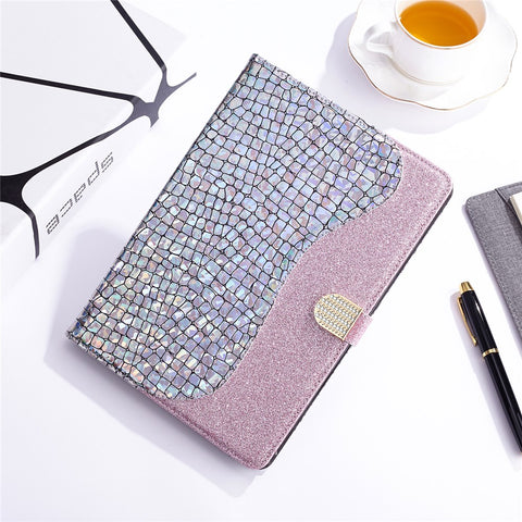 Crocodile Texture Flash Powder Leather Card Slot Stand Tablet Case for Samsung Galaxy Tab A 10.1 (2016)/T580/T585