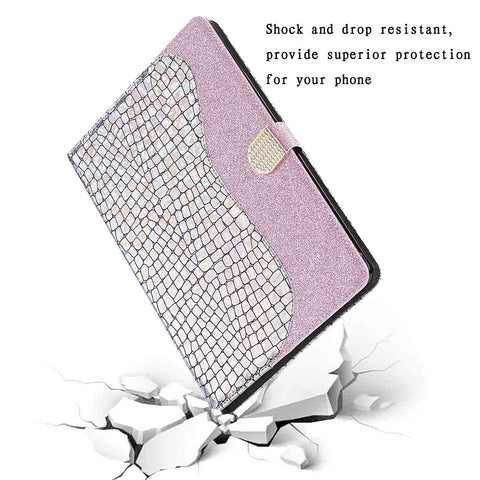 Crocodile Texture Flash Powder Leather Card Slot Stand Tablet Case for Samsung Galaxy Tab A 10.1 (2016)/T580/T585