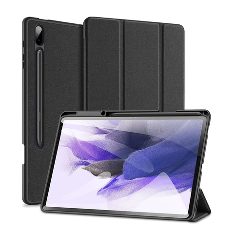 DUX DUCIS DOMO Series Tri-fold Stand Leather Smart Case with Pen Holder and Pen Stand Hole for Samsung Galaxy Tab S7+ / S7 FE / S8+