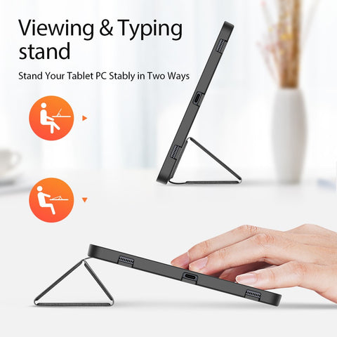 DUX DUCIS DOMO Series Tri-fold Stand Leather Smart Case with Pen Holder and Pen Stand Hole for Samsung Galaxy Tab S7+ / S7 FE / S8+