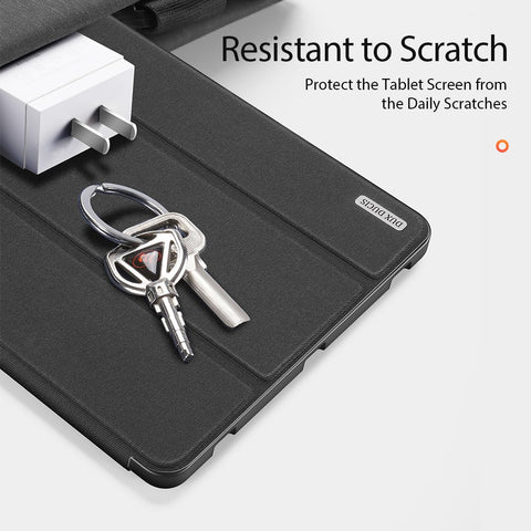 DUX DUCIS DOMO Series Tri-fold Stand Leather Smart Case with Pen Holder and Pen Stand Hole for Samsung Galaxy Tab S7+ / S7 FE / S8+