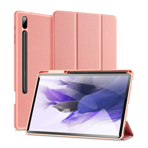 DUX DUCIS DOMO Series Tri-fold Stand Leather Smart Case with Pen Holder and Pen Stand Hole for Samsung Galaxy Tab S7+ / S7 FE / S8+