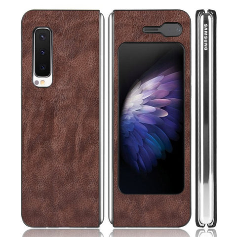 Litchi Skin Leather Coated PC Phone Back Shell for Samsung Galaxy Fold 4G / Fold 5G / W20 5G