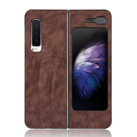 Litchi Skin Leather Coated PC Phone Back Shell for Samsung Galaxy Fold 4G / Fold 5G / W20 5G