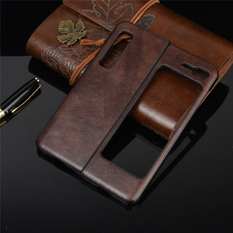 Litchi Skin Leather Coated PC Phone Back Shell for Samsung Galaxy Fold 4G / Fold 5G / W20 5G