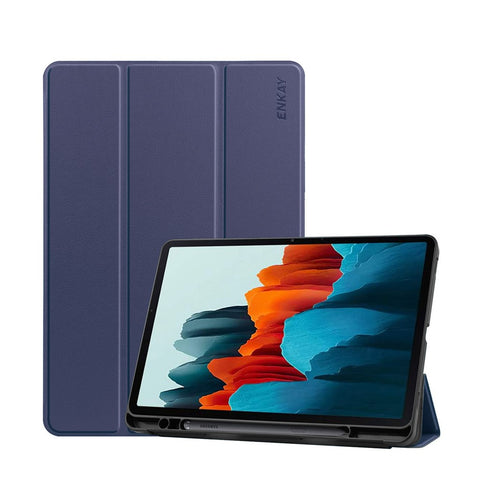 ENKAY HAT PRINCE ENK-8011 Tri-fold Stand PU Leather Smart Cover with Pen Slot for Samsung Galaxy Tab S7 11.0 T870 / T875 / S8
