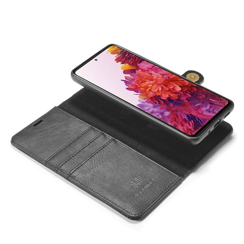 DG.MING Detachable 2-in-1 Split Leather Wallet Shell + PC Back Case for Samsung Galaxy S20 FE 4G / 5G / S20 Lite / S20 FE 2022